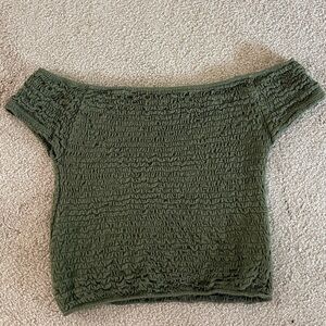 The Hanger Olive Smocked Top